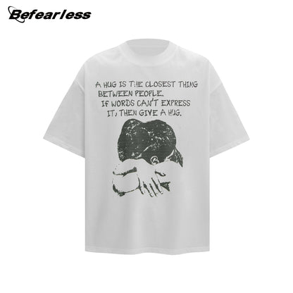 Washed Hug Graphic Oversize Short Sleeve T-Shirt WN26349