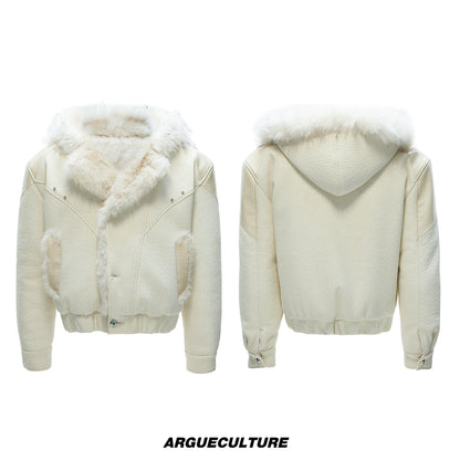 Hooded Fake Fur Collar Heavyweight Puffer Jacket WN22622