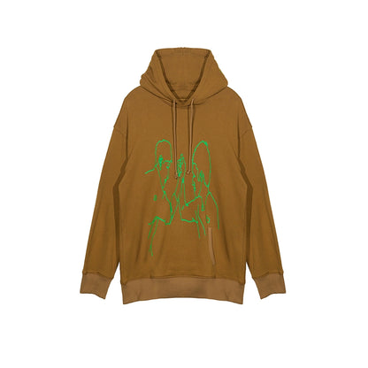 Illustration Print Hoodie WN18892