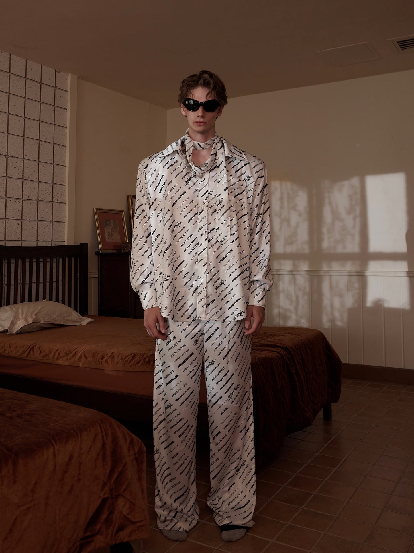 Home Wear Long Sleeve Shirt & Pants & Eye Mask Setup WN7946