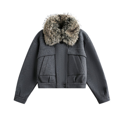 Detachable Fake Fur Collar Quilted Puffer Jacket WN21909