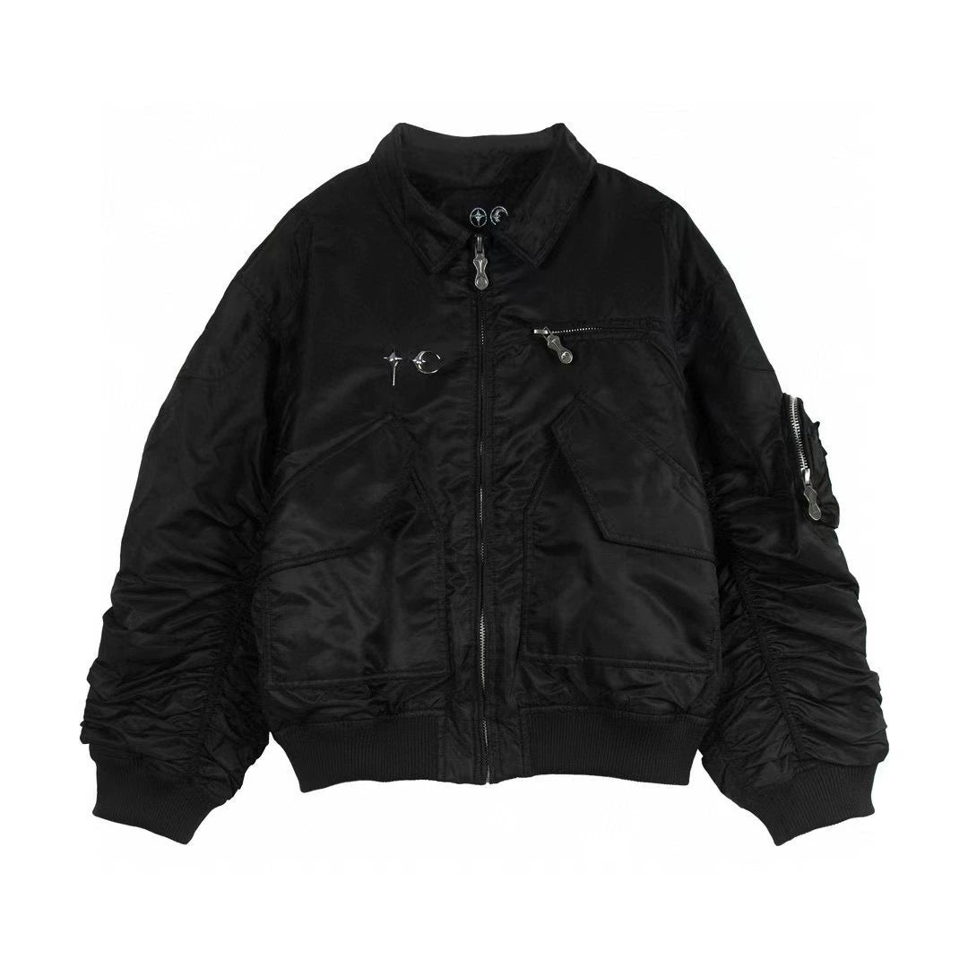 Star Moon Rivet Short Bomber Jacket WN22193