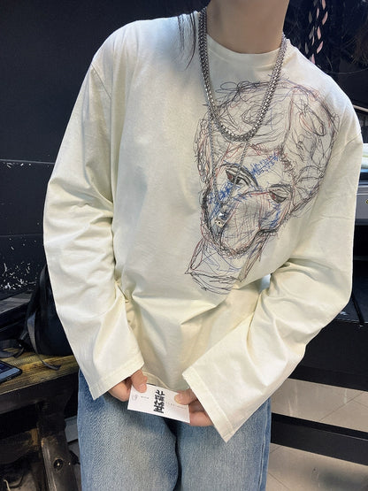 Graphic Design Oversize Long Sleeve T-Shirt WN16739