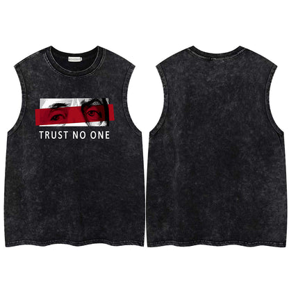 Washed Damage Eye Graphic Sleeveless T-Shirt WN26814