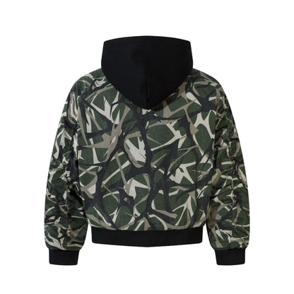 Chaqueta acolchada con capucha de camuflaje de espinas Wn11315 Wn11315