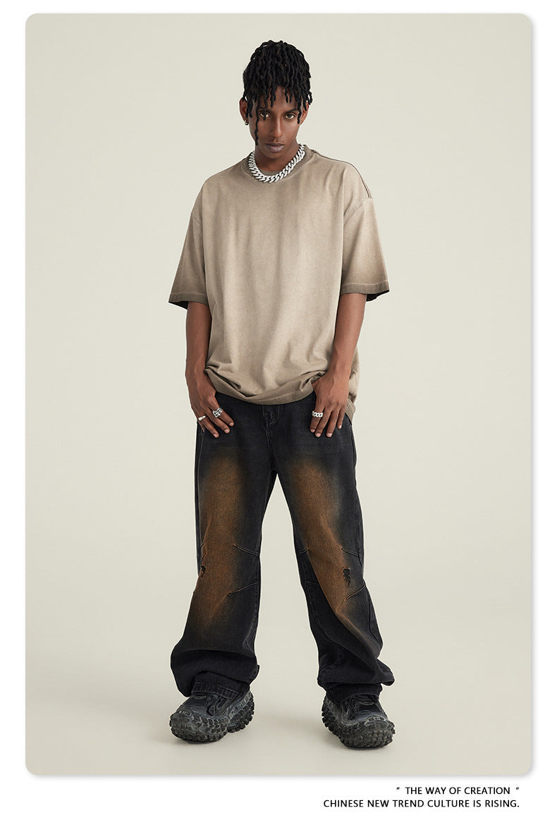 Washed Gradient Pure Cotton Sleeveless T-Shirt WN6075