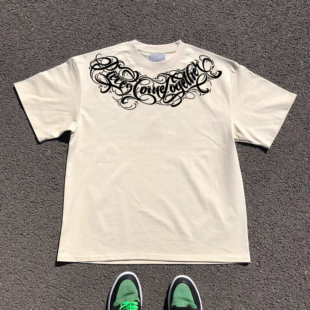 Graphic Letter Design Oversize Short Sleeve T-Shirt WN16720