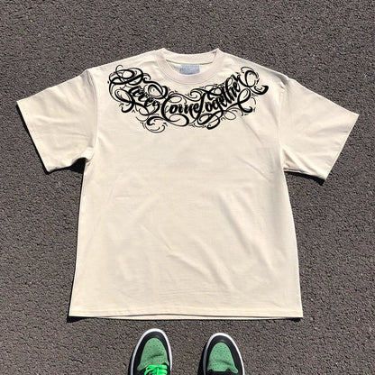 Graphic Letter Design Oversize Short Sleeve T-Shirt WN16720