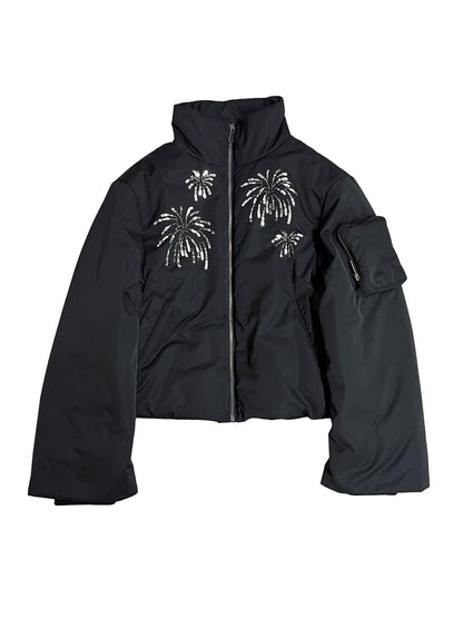 Fireworks Beadwork Embroidery Puffuer Jacket WN18971