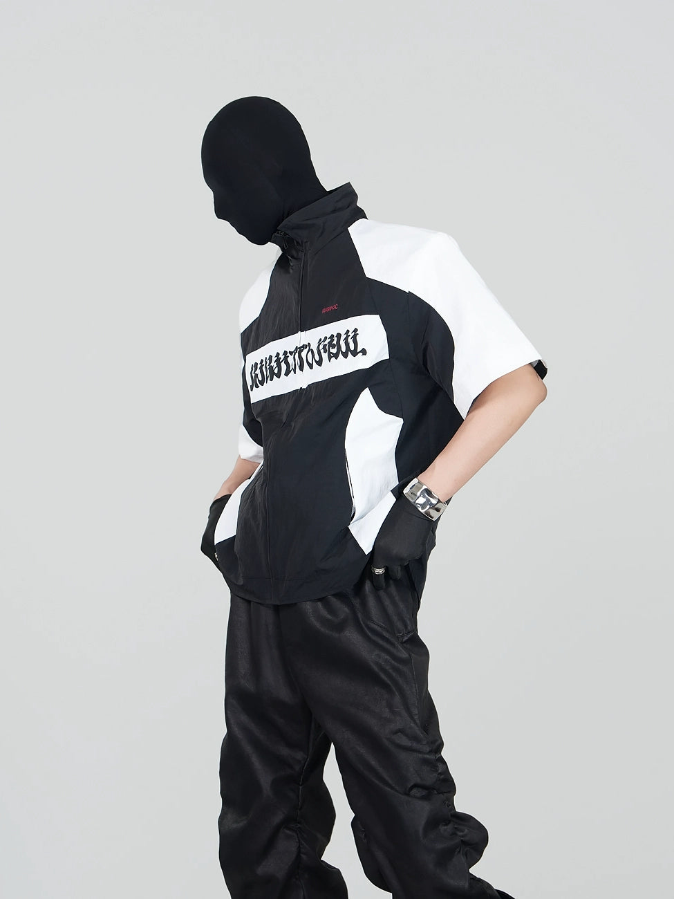 Graphic Design Zipper Short Sleeve Jacket WN17274