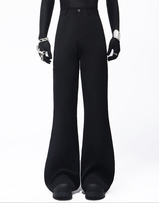 Chain Decoration Shoulder-Pad Tailored Jacket & Wide Leg Trousers Setup WN23761