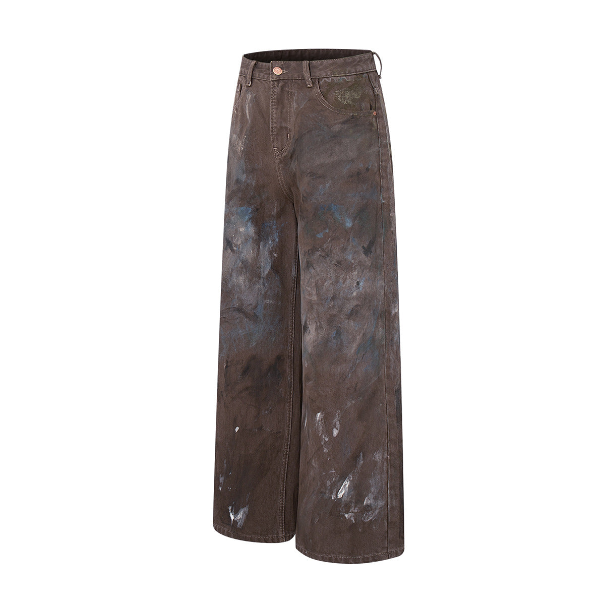 Paint Graffiti Washed Wide Leg Denim Jeans WN23046