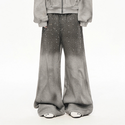 Rhinestone Fake Fur Lining Hoodie & Sweat Pants Setup WN22149