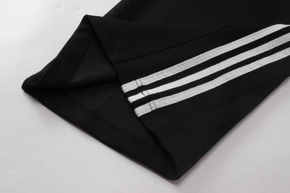 Stripe Zipper Hoodie & Wide Leg Drawstring Sweatpants Setup WN27993