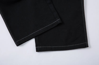 Graphic Embroidery Wide Leg Denim Jeans WN16200