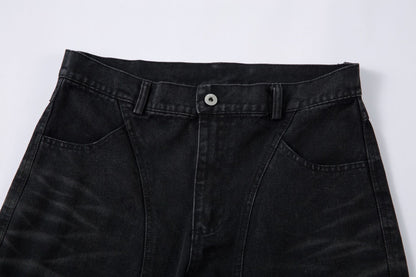 Wash Wide Leg Denim Cargo Jeans WN14132