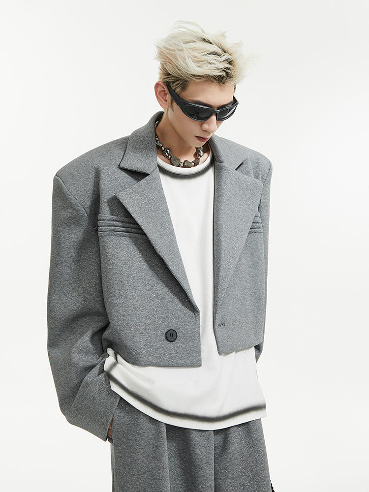 Sequin Shoulder-Pad Tailored Jacket & Wide-Leg Trousers Setup WN15438