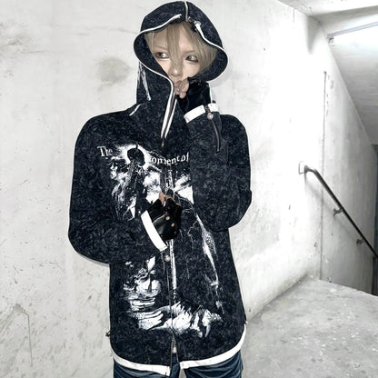 Graphic Art Print Zipper Hoodie WN20902