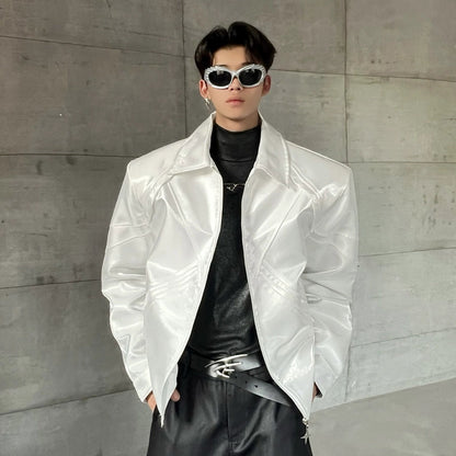 Shoulder-Pad Silky Glossy Tailored Jacket WN21938