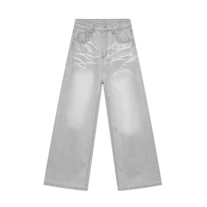 Washed Wide Leg Denim Jeans WN24995