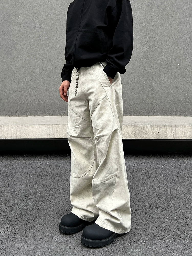 Marble Pattern Wide Leg Pants WN19543