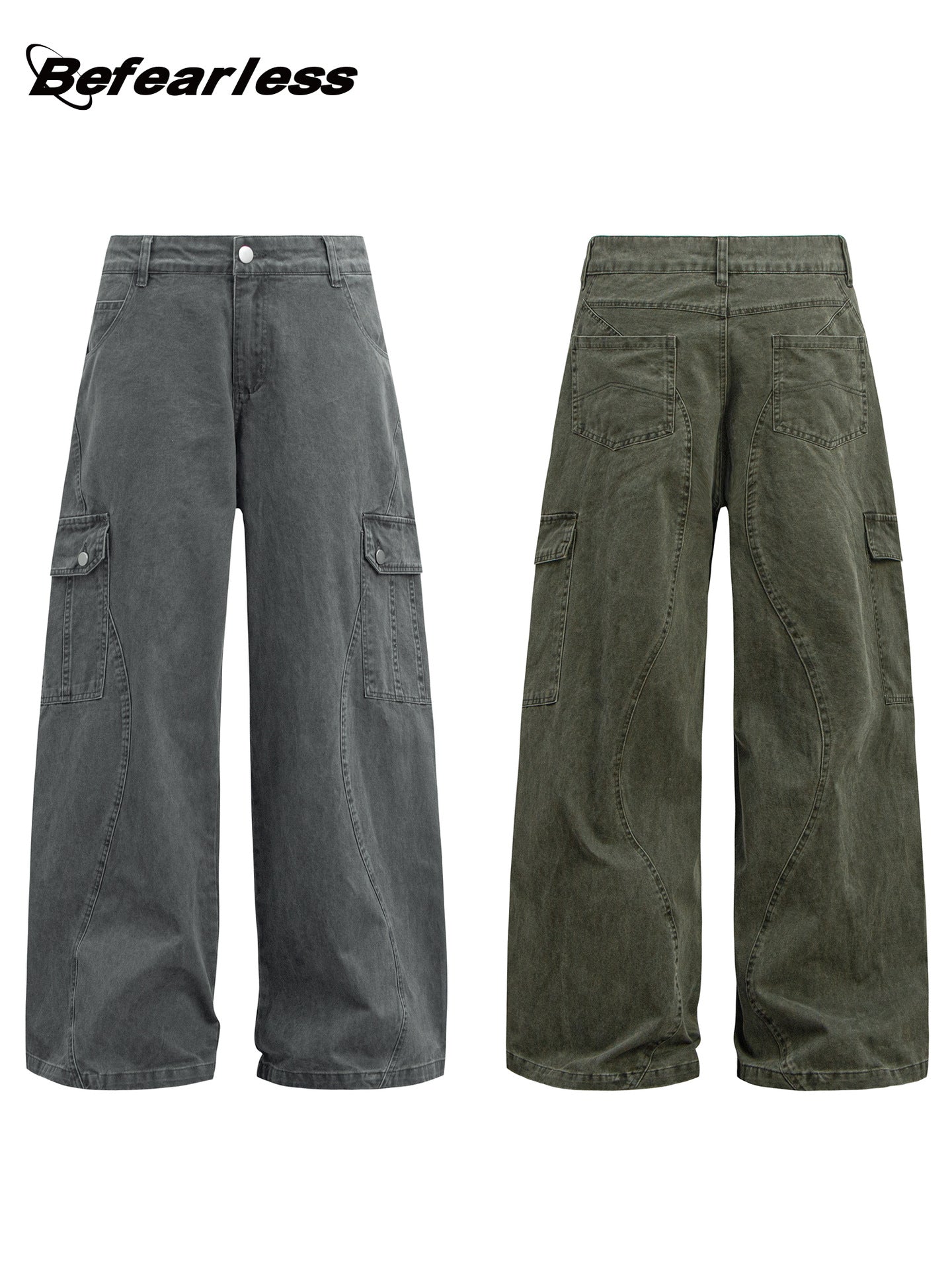 Washed Multi-Pocket Wide Leg Cargo Pants WN26231