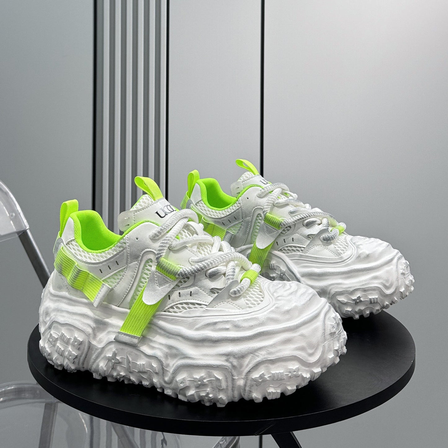 Strap Mesh Platform Chunky Sole Sneakers WN24656