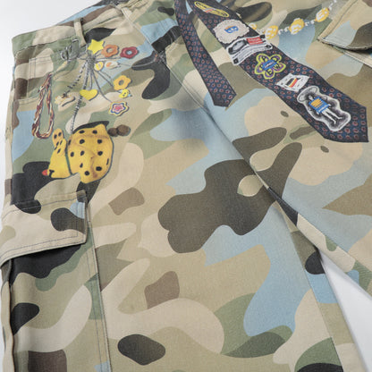 Camouflage Chain Charm Cropped Half Pants WN25539