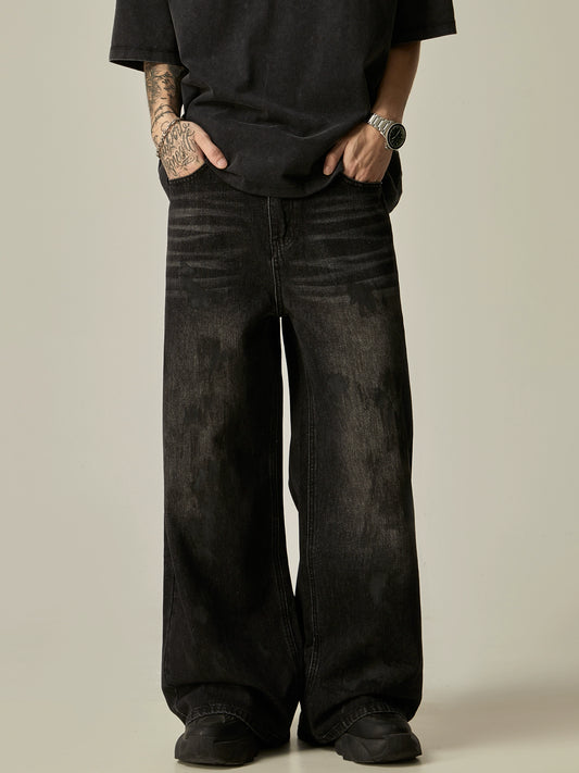 Splash Ink Wide-Leg Straight Denim Jeans WN7761