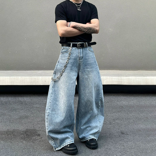 Washed Straight Wide Leg Denim Jeans WN19527