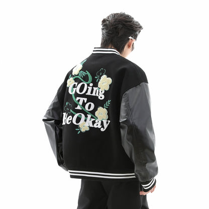 Flocked Embroidery Baseball Jacket WN10406