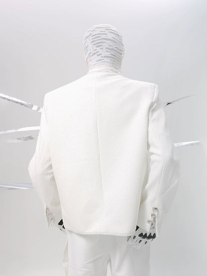 Raw Hem Woven Studs Button Jacket WN18601