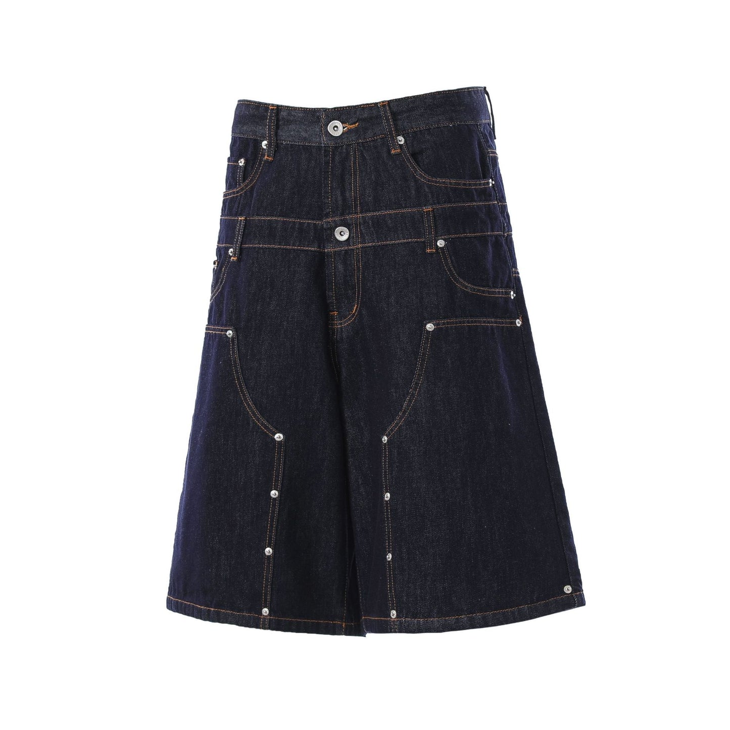 Double Waist Wide Leg Cropped Denim Half Pants WN25930