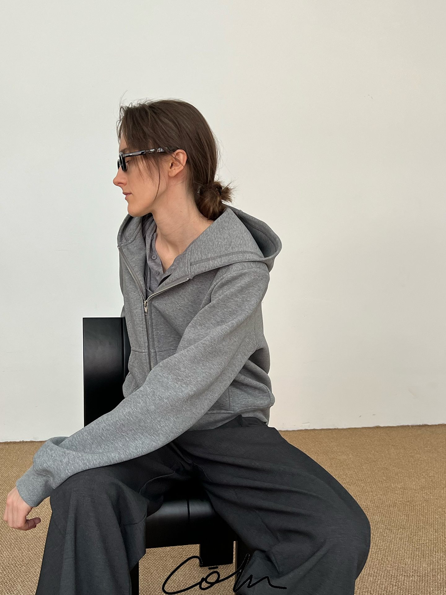 Plain Double Zipper Hoodie WN21598