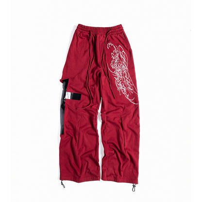 Stud Embroidery Zipper Hoodie & Cargo Wide Leg Pants Setup WN27439