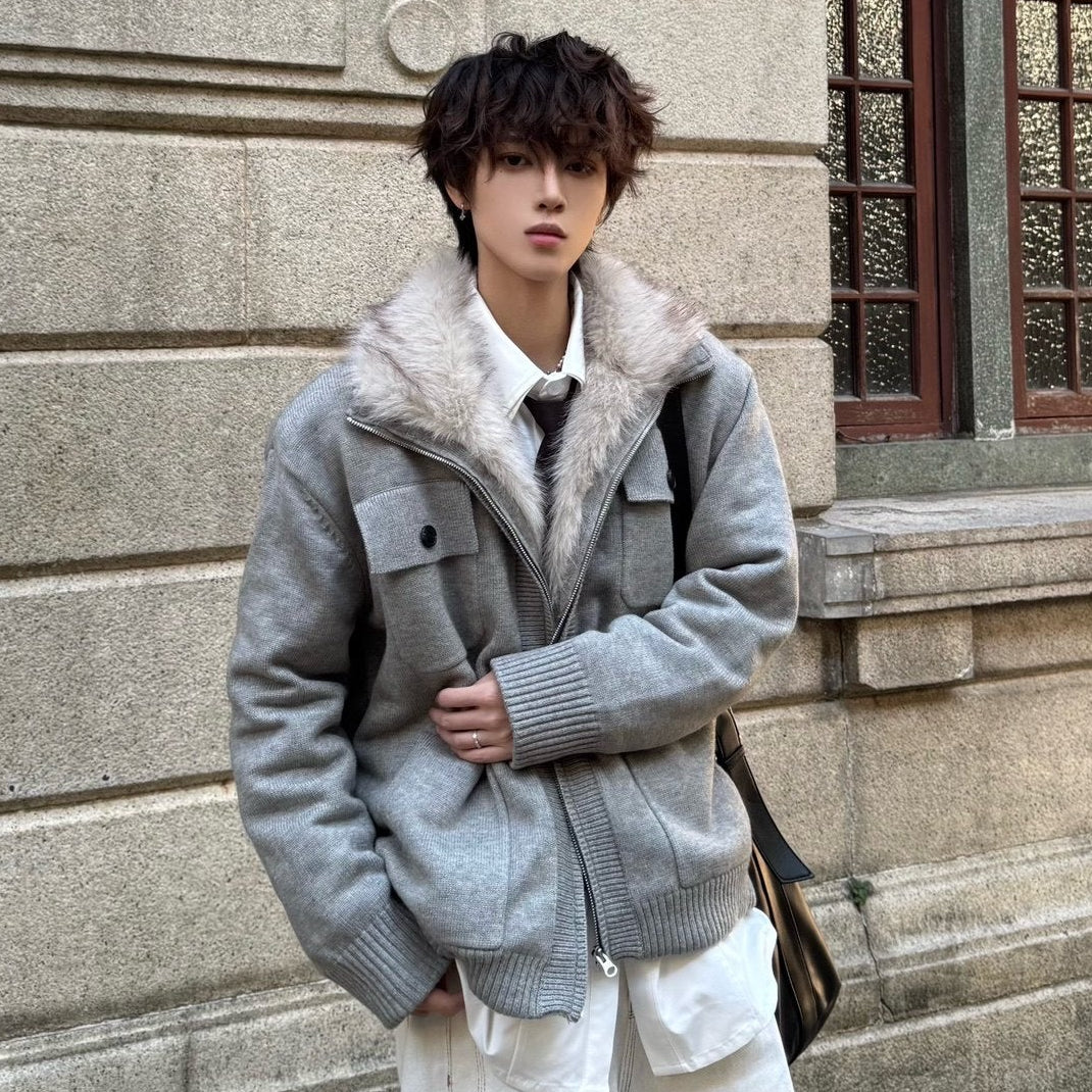 Heavyweight Fake Fur Stand Neck Padded Jacket WN23176