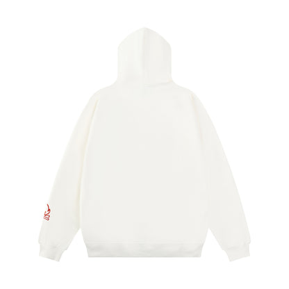 Letter Embroidery Fleece Lining Oversize Pullover Hoodie WN15036