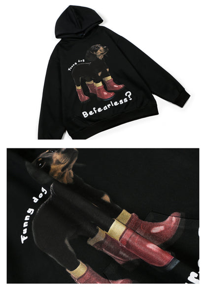 Dog Print Oversize Pullover Hoodie WN26366