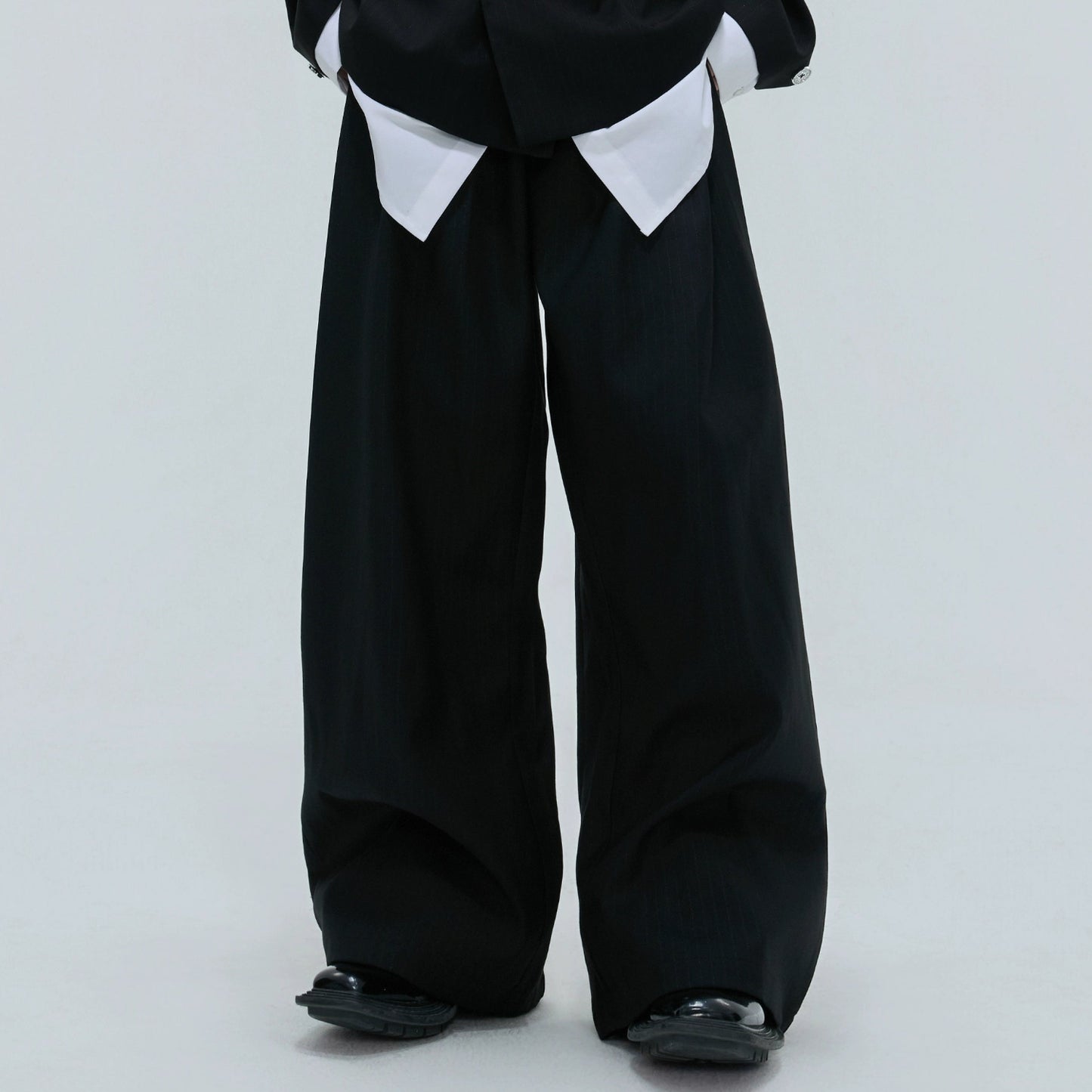 Pearl Chain Waist-Fitted Shoulder-Pad Double Layer Tailored Jacket & Trousers Setup WN21730