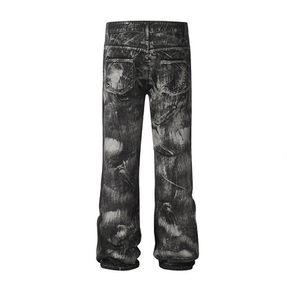Paint Brush Zipper Flare Denim Jeans WN25724