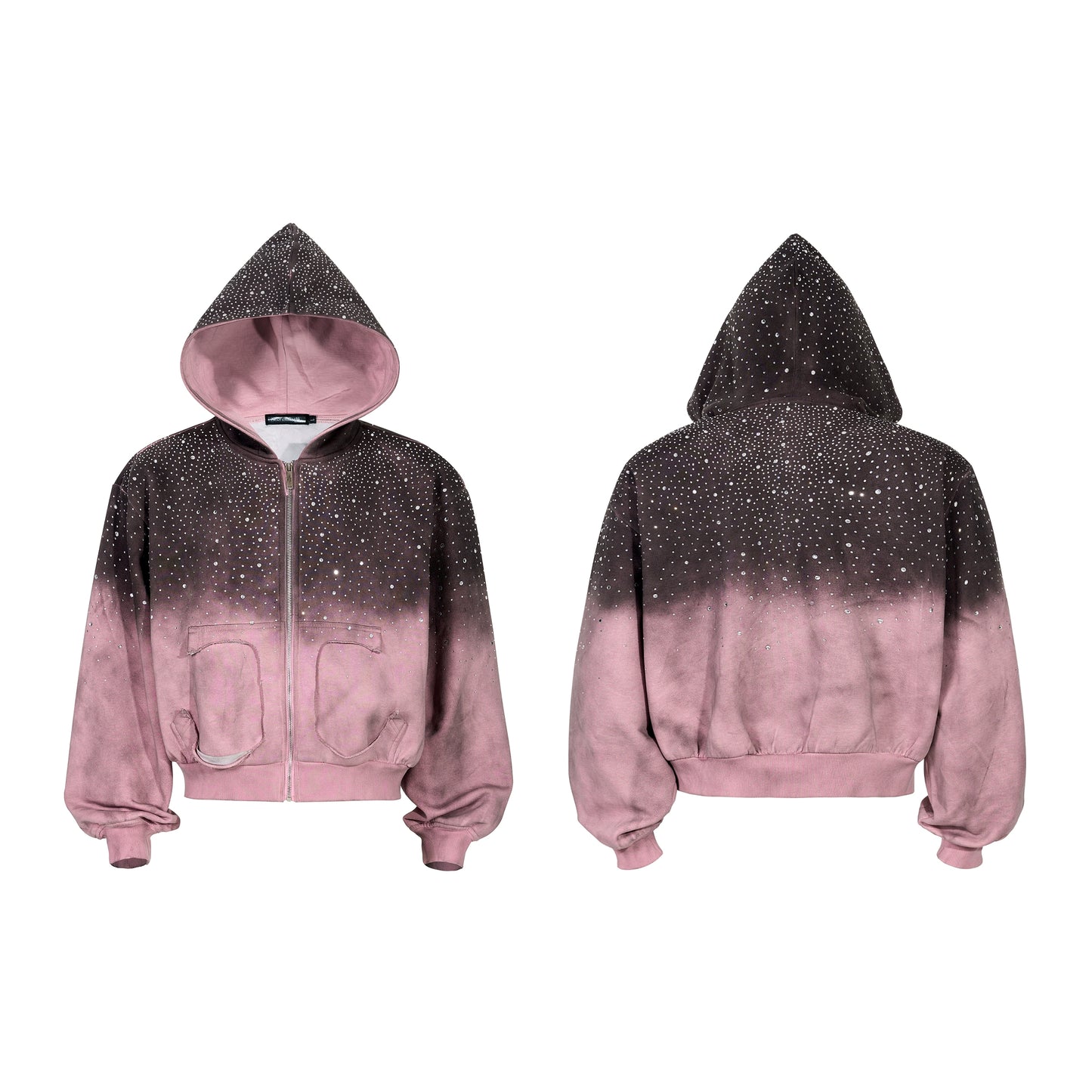 Rhinestone Fake Fur Lining Hoodie & Sweat Pants Setup WN22149