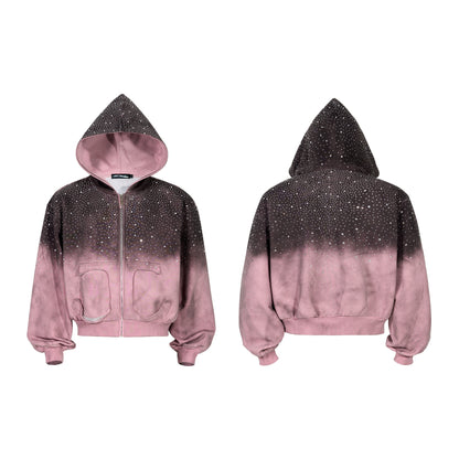 Rhinestone Fake Fur Lining Hoodie & Sweat Pants Setup WN22149