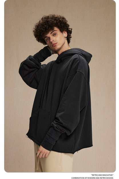 Cut-off Design Thumb Hole Oversize Hoodie WN9982