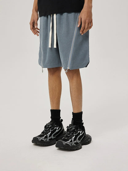 Metal Zipper Patchwork Straight Sporty Half Pants WN18008