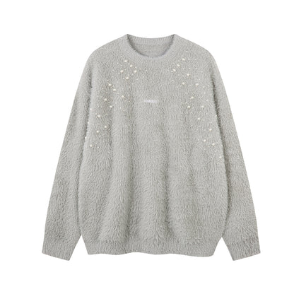 Pearl Decor Fuzzy Knit Sweater WN21850