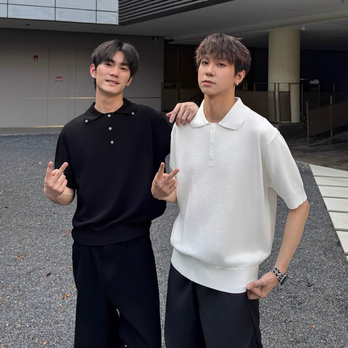 Oversize Knit Polo Short Sleeve Shirt WN25324