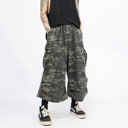 Cropped Camouflage Wide-Leg Cargo Pants WN6942