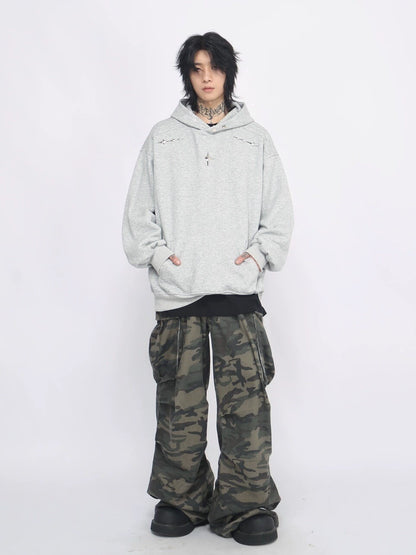 Metallic Design Oversize Hoodie WN8394