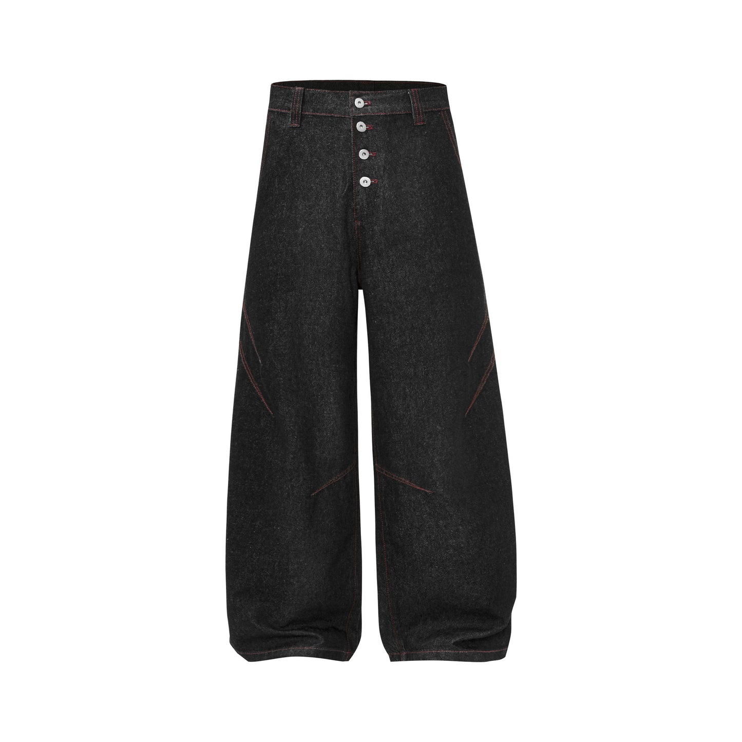 Contrast Stitch Panel Curved Wide Leg Denim Jeans WN25910