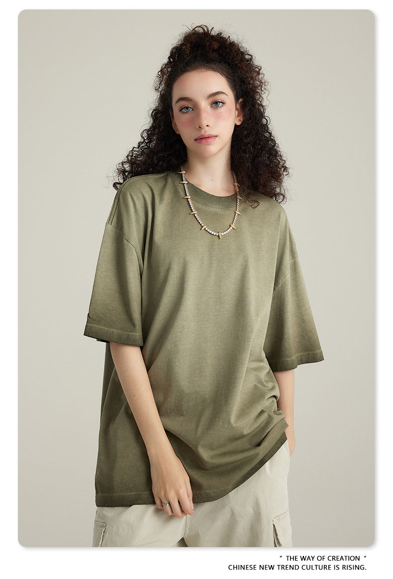 Washed Gradient Pure Cotton Sleeveless T-Shirt WN6075